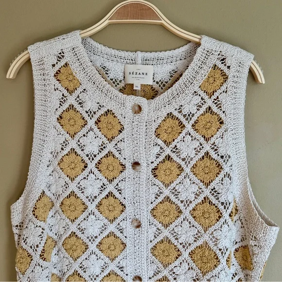 Sezane Marie Cotton Crochet Shift Dress - Picture 2 of 6